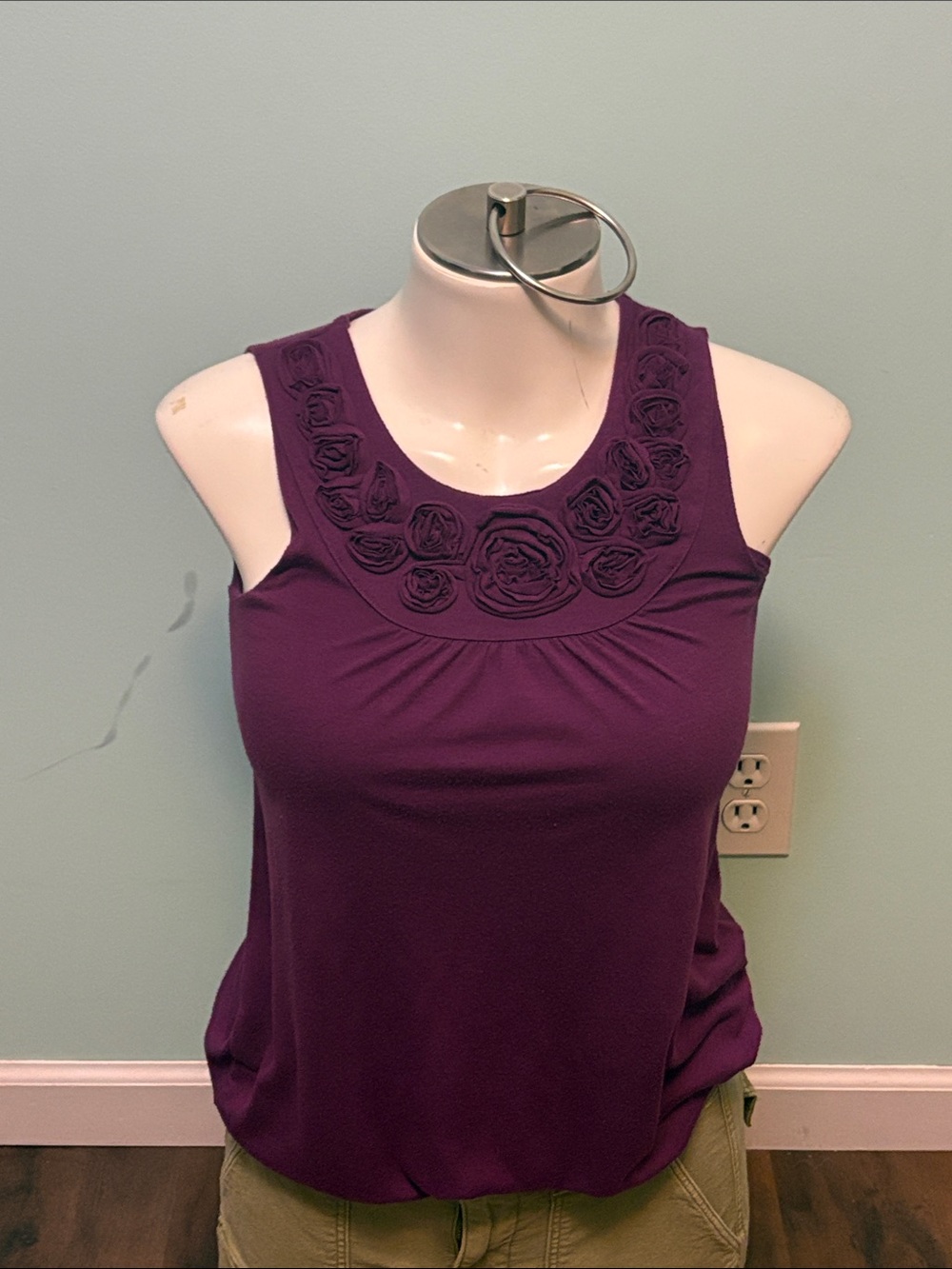Epic Threads Purple Floral Rosette Tank Top